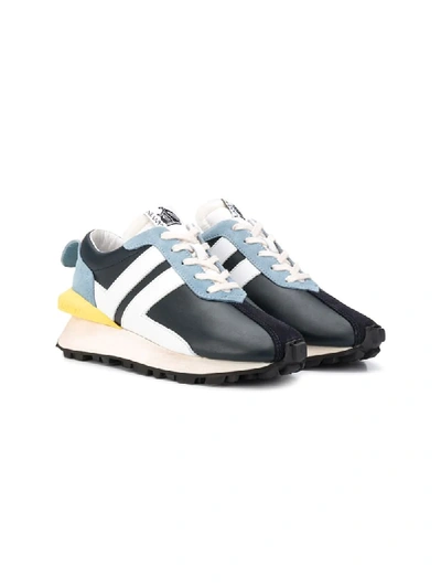 Shop Lanvin Enfant Contrast Panel Sneakers In Blue