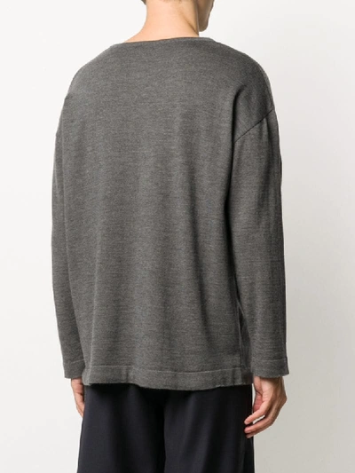 Shop Société Anonyme Logo Embroidered Long-sleeve Jumper In Grey