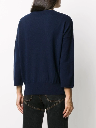 Shop Société Anonyme Crop Sleeve Cashmere Jumper In Blue