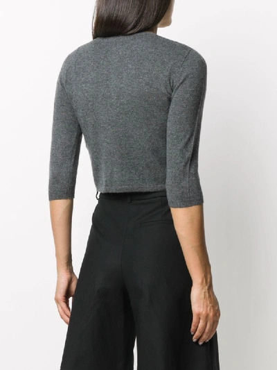 Shop Société Anonyme Crop Sleeve Cashmere Cardigan In Grey