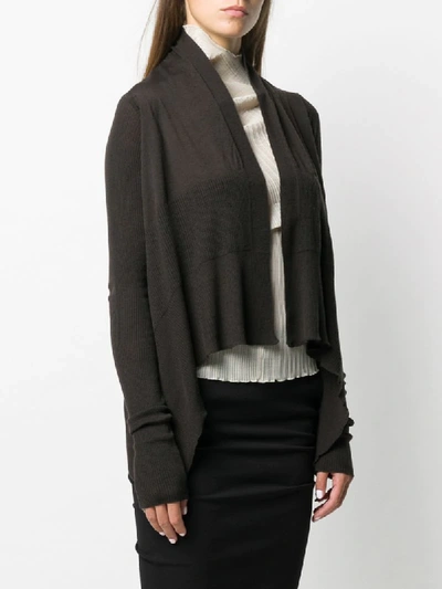 Shop Rick Owens Ribbed Open-front Cardigan In Brown