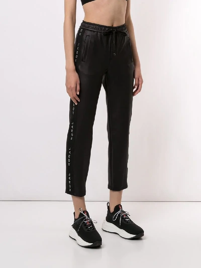 Shop Koral Drawstring-waist Crop Trousers In Black