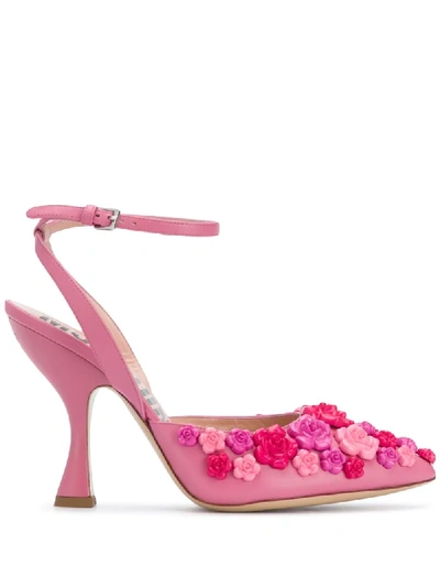 Shop Moschino Floral-detail Pumps In Pink