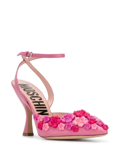 Shop Moschino Floral-detail Pumps In Pink
