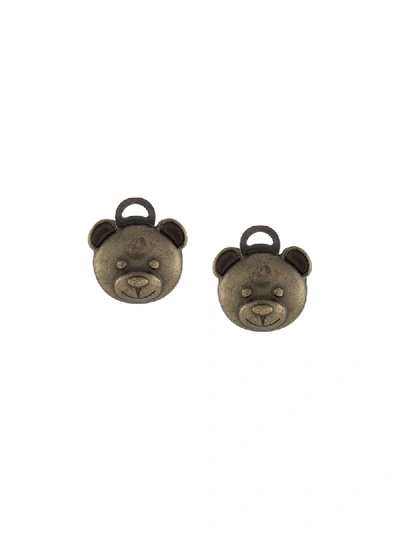 Shop Moschino Bear Logo Stud Earrings In Gold