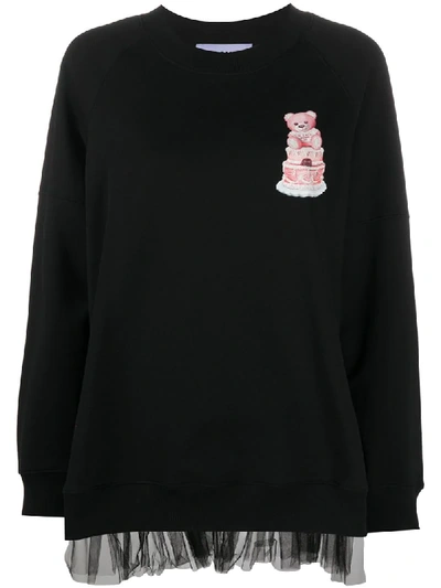 Shop Moschino Teddy Bear-print Long-sleeved Top In Black
