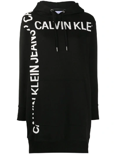 Shop Calvin Klein Jeans Est.1978 Logo Print Hoodie Dress In Black