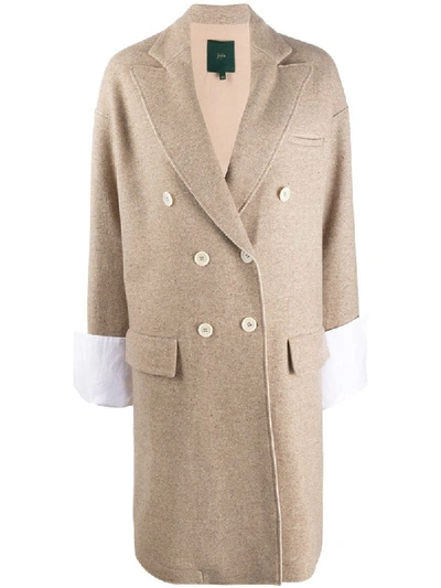 Shop Jejia Double-breasted Coat In Neutrals