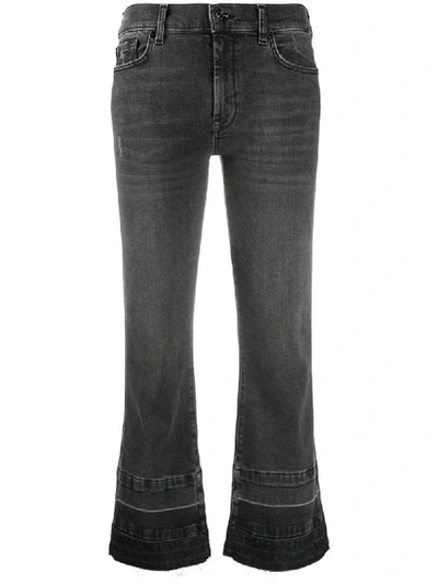 Shop 7 For All Mankind Stonewashed Flared Jeans In Black