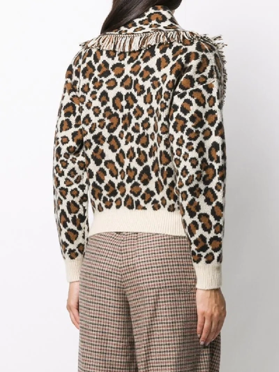 Shop Alanui Leopard Print Cardigan In Brown