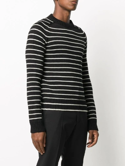 Shop Saint Laurent Striped Virgin Wool Jumper In Black