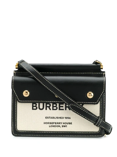 Shop Burberry Baby Title Pocket Crossbody Bag In Neutrals