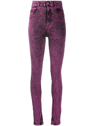 Shop Red Valentino Acid-wash High-rise Jeans In Purple