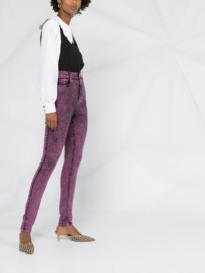 Shop Red Valentino Acid-wash High-rise Jeans In Purple