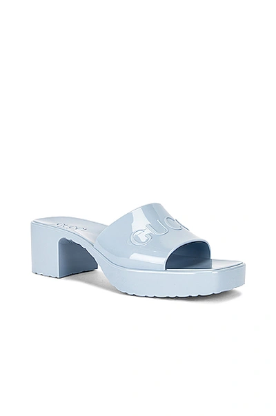 Shop Gucci Plastique Rubber Sandals In Porcelain Light Blue