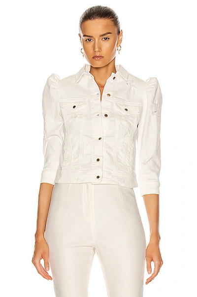 Retroféte Button-up Denim Jacket In Vintage White