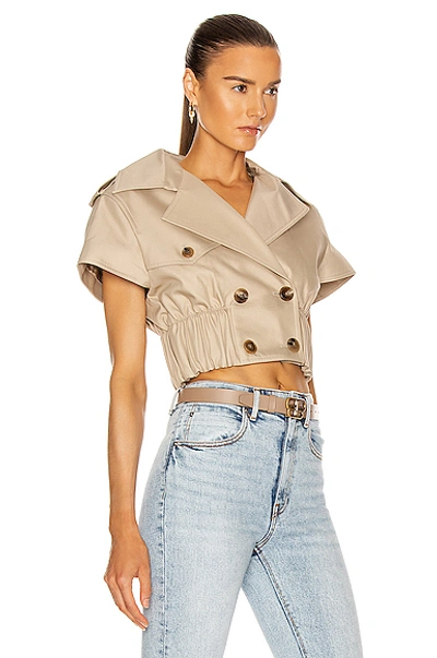 Shop Alexander Wang Cropped Shirt Trench Jacket In Stone