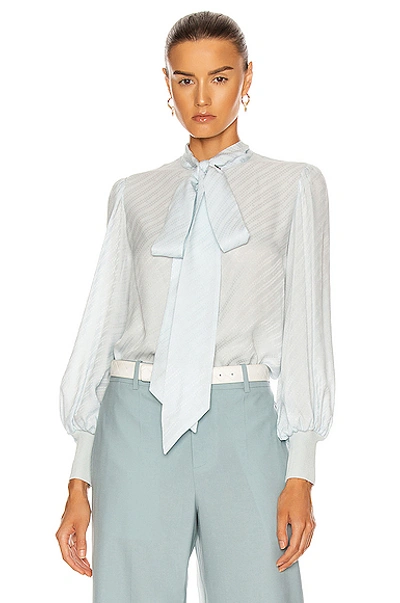 Shop Givenchy Ribbed Tie Button Down Top In Blue