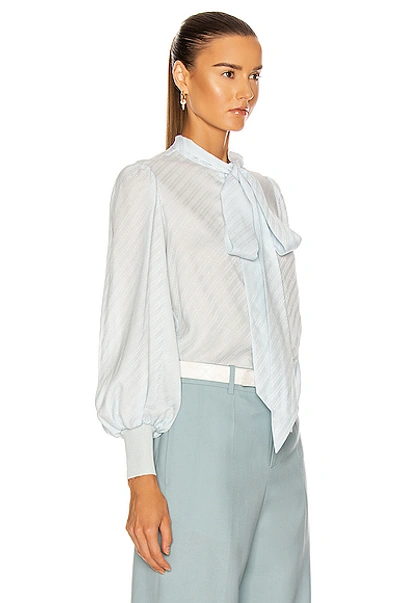 Shop Givenchy Ribbed Tie Button Down Top In Blue