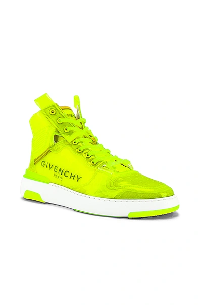 Shop Givenchy Wing Sneaker High With Logo In Fluo Yellow