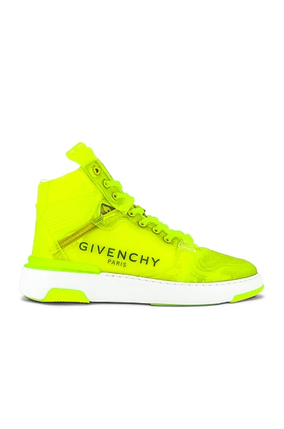 Shop Givenchy Wing Sneaker High With Logo In Fluo Yellow