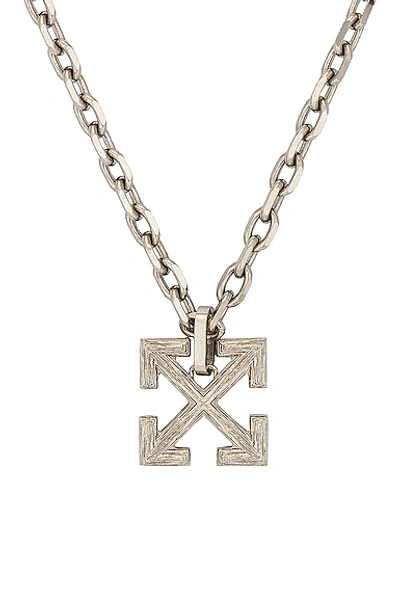Shop Off-white Textured Arrow Necklace In Metal