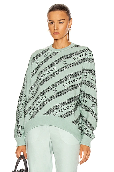 Shop Givenchy Chain Logo Jacquard Sweater In Green & Black