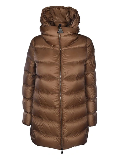 Shop Moncler Ange Down Jacket In Brown