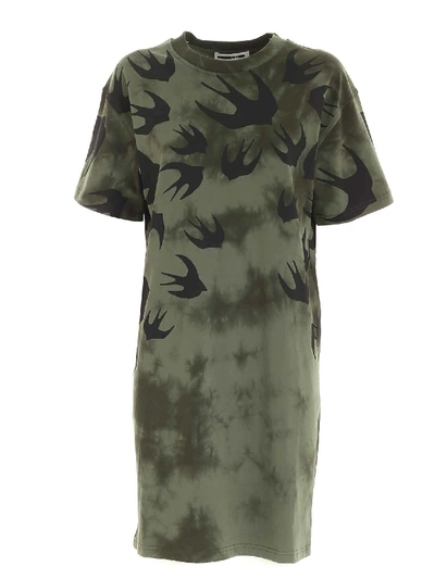 Shop Mcq By Alexander Mcqueen Swallow Print Tie-dye Dress In Green