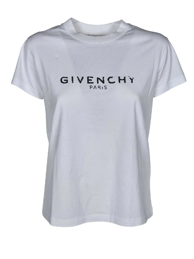 Shop Givenchy Crew-neck T-shirt In White Featuring Destroyed Logo