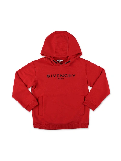 Shop Givenchy Mini Me Vintage Logo Red Hoodie