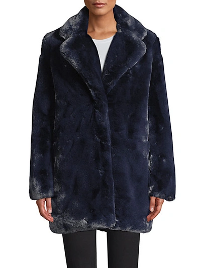 Shop Apparis Sophie Faux Fur Coat In Navy Blue