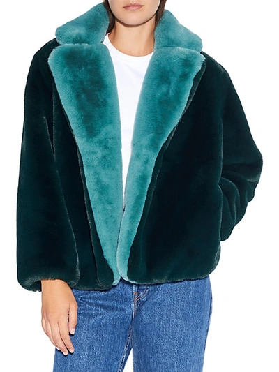Shop Apparis Women's Kendall Faux Fur Short Coat In Emerald