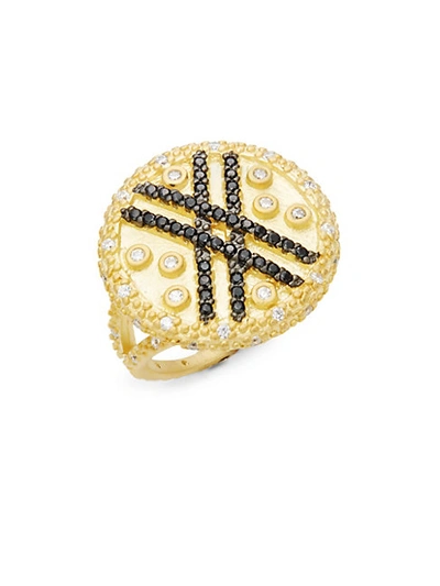Shop Freida Rothman Pave Stripe Crystal And Sterling Silver Ring