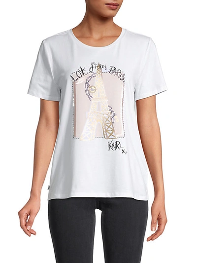 Shop Karl Lagerfeld Women's Love Of Paris T-shirt In White