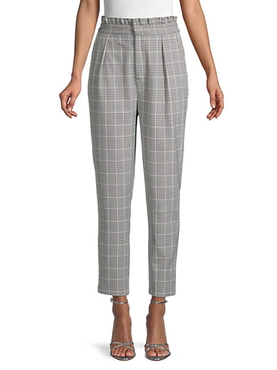 Shop Cupcakes And Cashmere Lindley Paperbag Waist Plaid Crop Pants In Heather Grey