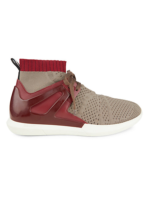 Bally Avallo Knit & Leather Sock Sneakers In Snuff | ModeSens