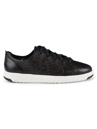 Shop Cole Haan Grandpro Leather Tennis Sneakers In Black Optic White