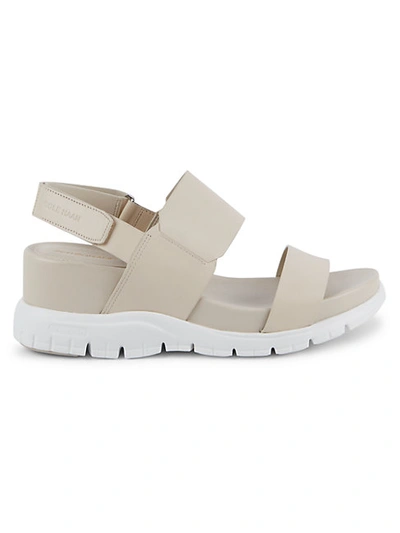 Shop Cole Haan Zerogrand Leather Wedge Sport Sandals In Beige