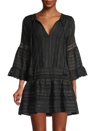 Shop Allison New York Metallic Striped Lace Tunic Dress In Black