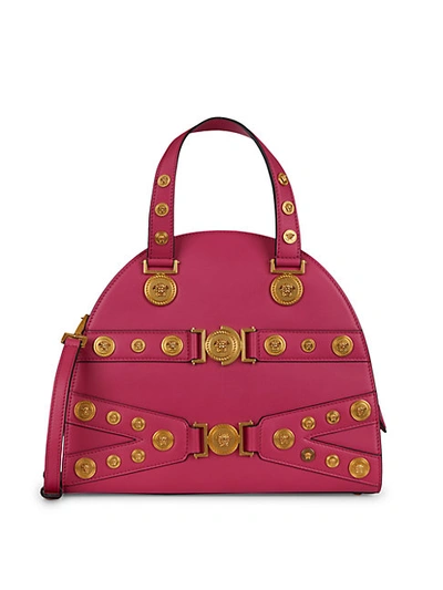 Shop Versace Multi-strap & Medallion Bag In Fuchsia