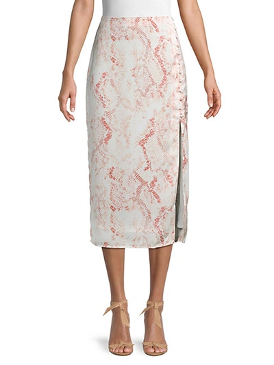 Shop Cupcakes And Cashmere Women's Fairfax Snakeskin-print Midi Skirt In Soft Beige