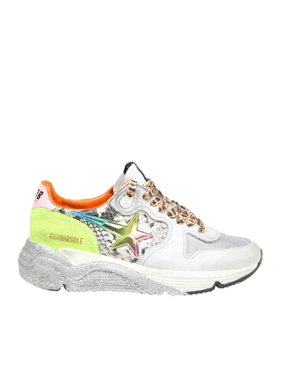 Shop Golden Goose Sole Running Sneakers In Leather In White/yellow