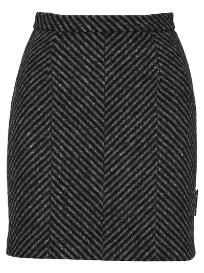Shop Off-white Off White Diagonal Stripe Mini Skirt In Grey Black