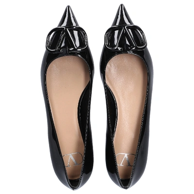 Shop Valentino Ballet Flats Vlogo Patent Leather Logo Black