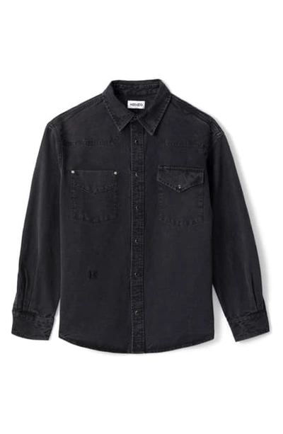 Shop Kenzo Denim Snap-up Western Shirt In Black