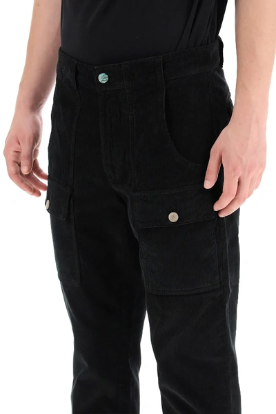 Shop Palm Angels Corduroy Cargo Pants In Black