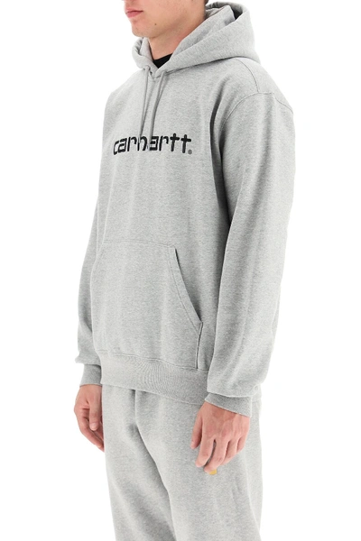 Shop Carhartt Hoodie With Logo Embroidery In Grey,black