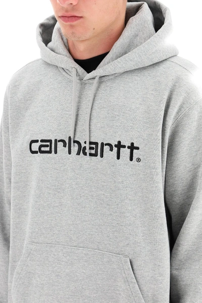 Shop Carhartt Hoodie With Logo Embroidery In Grey,black