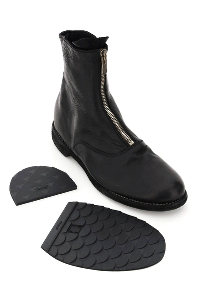 Shop Guidi Front Zip Leather Ankle Boots In Black